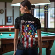 Load image into Gallery viewer, American Flag 8 Ball Billiard Shirts For Women Custom Pool Team Jerseys Polo &amp; Quarter Zip TDM3966
