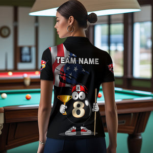 US Flag Funny 8 Ball Billiard Jersey Women Billiard Shirt for Men Team Polo & 1/4 Zip NNT12