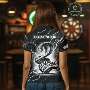Custom Women's Dart Shirt – Black & White Lightning Cobra Design – Personalized Dart Team Jersey TDM3882