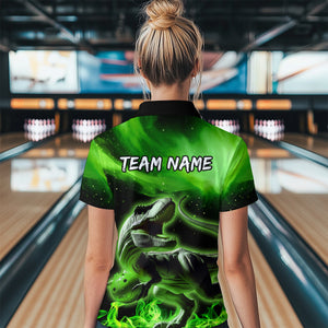 Personalized Green Dinosaur Bowling Shirt Bowling Polo Team League for Men Women QZT666