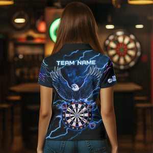 Personalized Thunder Lightning Eagle Blue Darts Shirt Polo & Quarter Zip For Women Dart Team Jersey TDM3580
