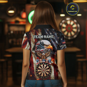 Vintage American Flag Eagle Dart Shirt For Women Custom Patriotic Darts Team Jersey Polo & 1/4 Zip TDM4044