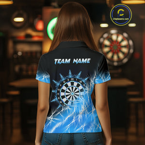 Blue Icy Lights Womens Darts Polo & Quarter Zip Custom Dart Shirts For Team Darts Jerseys TDM3799