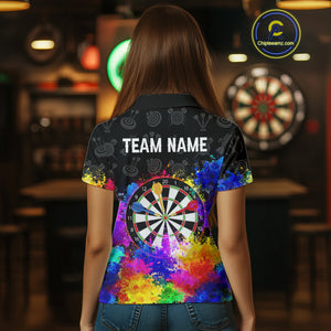 Funny Dartboard Colorful Grunge Dart Shirts For Women | Darts Team Jerseys – Polo & Quarter Zip TDM3964