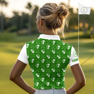 Green and white golf pattern Women Golf polo shirts custom name golf beer outfit ladies golf clothes NQS9861