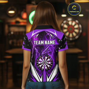 Purple Darts Jerseys Custom Thunder Lightning Dragon Dart Shirt Team Polo & Quarter Zip For Women TDM4316