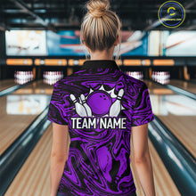 Load image into Gallery viewer, Custom Purple Bowling Women Bowling Shirt Polo &amp; Quarter-Zip Bowling Team Jerseys HNT81