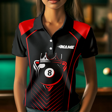 Load image into Gallery viewer, Customized Red 8 Ball Pool Crown Women&#39;s Billiard Shirts, Billiard Team Shirts Polo &amp; 1/4 Zip Shirts NNT37