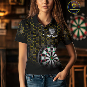 Funny Bee Hexagon Dart Shirts For Women – Custom Darts Team Polo & Quarter Zip Jerseys TDM4003