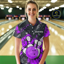 Load image into Gallery viewer, Purple Watercolor Bowling Shirts for Women Men Custom Team Bowling Polo&amp;1/4 Zip Shirt MBL110