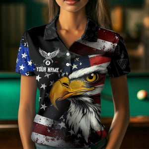 American Flag Billiard Shirt Funny Eagle Billiard Jersey Billiard for Women Polo & 1/4 Zip Shirt NNT06