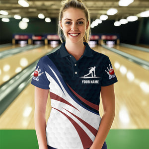 Personalized Red Blue & White Bowling Shirt Patriotic Polo Bowling Jersey for Men & Women QZT677