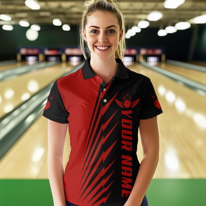Custom Red Bowling Shirts for Men Women Team Bowling Polo & 1/4 Zip Shirt MBL48