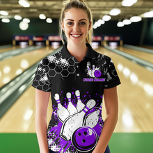 Load image into Gallery viewer, Purple Watercolor Bowling Shirts Men Women Team Custom Bowling Polo &amp; 1/4 Zip Shirt MBL60