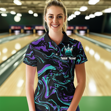 Load image into Gallery viewer, Purple Bowling Custom Women Bowling Shirt Polo &amp; Quarter-Zip Bowling Team Jerseys HNT48