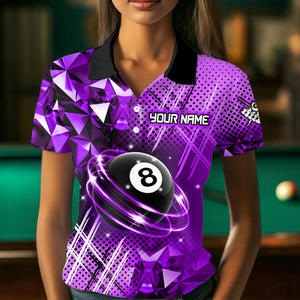 Purple Billiard Shirt 8 Ball Billiard Jersey for Women Billiard Gifts for Women Polo & 1/4 Zip NNT25