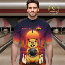 Load image into Gallery viewer, Custom Retro Capybara Bowling Jersey for Men Bowling Team Shirts Bowling Polo &amp; 1/4 Zip HNT260