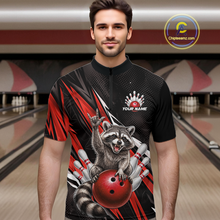 Load image into Gallery viewer, Custom Red Raccoon Bowling Jersey for Men Bowling Team Shirts Bowling Polo &amp; 1/4 Zip HNT254