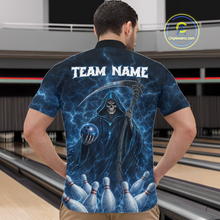 Load image into Gallery viewer, Blue Thunder Lightning Bowling Shirt for Men Bowling League Jersey Polo &amp; Quarter-Zip Bowling Outfit QZT932