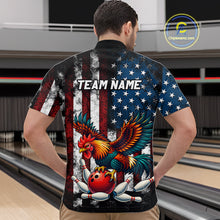 Load image into Gallery viewer, Custom Rooster US Flag Bowling Jersey for Men Bowling Team Shirts Bowling Polo &amp; 1/4 Zip HNT259