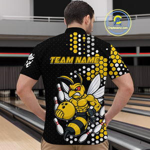 Custom Funny Bee Bowling Team Shirt Bowling Jersey for Men Bowling Outfit Gifts QZT721