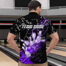 Load image into Gallery viewer, Custom Purple Lightning Bowling Shirts for Men Women Team Bowling Polo &amp; 1/4 Zip MBL80