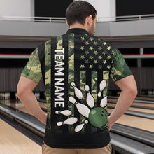 Load image into Gallery viewer, Personalized Camouflage Bowling Shirt American Flag Quarter-Zip Bowling Team Jersey QZT678