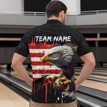 Load image into Gallery viewer, American Flag Bowling Shirt Custom Eagle Bowling Jersey for Men And Women 1/4 Zip Bowling League QZT630