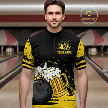 Load image into Gallery viewer, Custom Funny Beer Bowling Men Shirts Bowling Uniform Polo &amp; 1/4 Zip Bowling Team Jerseys HNT98
