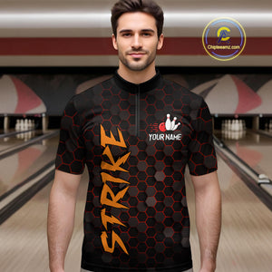 Custom Strike Red Bowling Men Bowling Shirt Polo & Quarter-Zip Bowling Team Jerseys HNT79