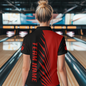 Custom Red Bowling Shirts for Men Women Team Bowling Polo & 1/4 Zip Shirt MBL48