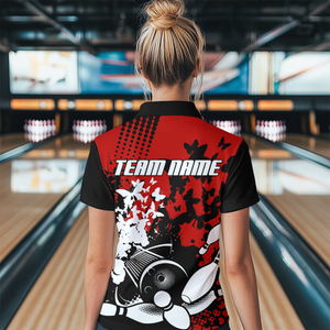 Custom Red Butterflies Bowling Shirts for Men Women Bowling Jersey Team Name MBL79