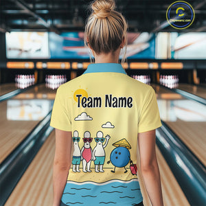 Summer Bowling Shirt Custom Quarter-Zip Bowling Jersey Funny Bowling Pins and Ball QZT695