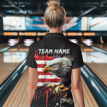 Load image into Gallery viewer, American Flag Bowling Shirt Custom Eagle Bowling Jersey for Men And Women 1/4 Zip Bowling League QZT630