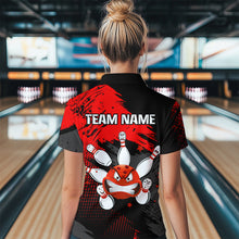 Load image into Gallery viewer, Red Bowling Shirt Custom Bowling Jersey Men Women Team Bowling Polo 1/4 Zip Shirt MBL56