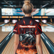 Load image into Gallery viewer, Red &amp; Black Flame Dragon Bowling Shirt 1/4-Zip Bowling Team League for Men Women Bowling Gifts QZT668