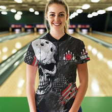 Load image into Gallery viewer, Custom Bowling Shirt for Women Skull Bowling Jersey Bowling Team League Quarter-Zip Shirt QZT47-3