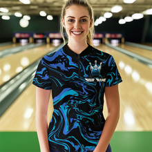 Load image into Gallery viewer, Teal Bowling Custom Women Bowling Shirt Polo &amp; Quarter-Zip Bowling Team Jerseys HNT48