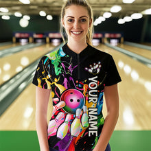 Load image into Gallery viewer, Colorful Bowling Shirt Bowling Jersey Women Personalized Bowling Team Jersey Polo &amp; 1/4 Zip HNT33
