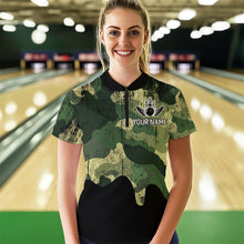 Load image into Gallery viewer, Personalized Camouflage Bowling Shirt American Flag Quarter-Zip Bowling Team Jersey QZT678