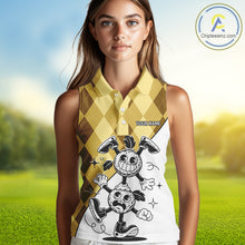 Load image into Gallery viewer, Funny Golf Ball Pattern Argyle Sleeveless Womens Golf Polo Shirts Custom Golf Outfits Ladies, Green Golf Tops NHT786