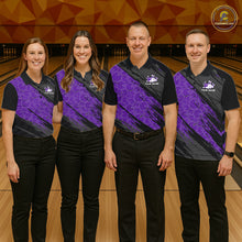 Load image into Gallery viewer, Black and Purple Bowling Camo Polo, 1/4 Zip Shirts for Women Custom Bowling Team League Jerseys NQS11700