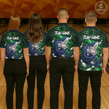 Load image into Gallery viewer, Green Lightning Thunder Angry Shark Bowling shirts For Men Custom Shark Bowling Team Jerseys NQS11758