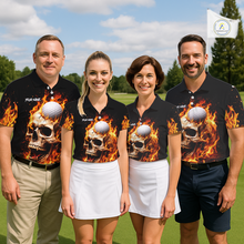 Load image into Gallery viewer, Flame Skull Golf Polo shirts for Women custom Skull Fire team golf shirts, golf gifts for ladies NQS11576