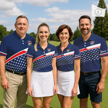 Load image into Gallery viewer, Blue Navy American Flag Mens Golf Polo Shirts Custom Patriotic Team Golf Shirts For Men Golf Gifts NHT693