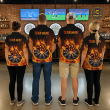Load image into Gallery viewer, Custom Orange Flame Demon Hand Dart Shirt for Team Dart Jersey for Women Polo &amp; 1/4 Zip DHT13