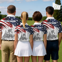 Load image into Gallery viewer, Patriotic Golf Polo Shirt – USA Flag Skull Flamingo Golfer Funny Golf Outfit For Men NHT780