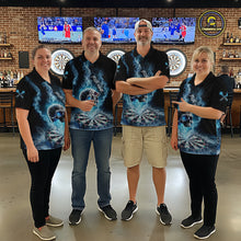 Load image into Gallery viewer, Custom Blue Ice Smoke Skull Dartboard Darts Quarter- Zip Shirt For Men Dart League Jerseys NYN2122