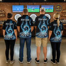 Load image into Gallery viewer, Custom Blue Ice Smoke Skull Dartboard Darts Quarter- Zip Shirt For Men Dart League Jerseys NYN2122