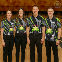 Load image into Gallery viewer, Custom Funny Frog Bowling Jersey for Men Bowling Team Shirts Bowling Polo &amp; 1/4 Zip HNT261